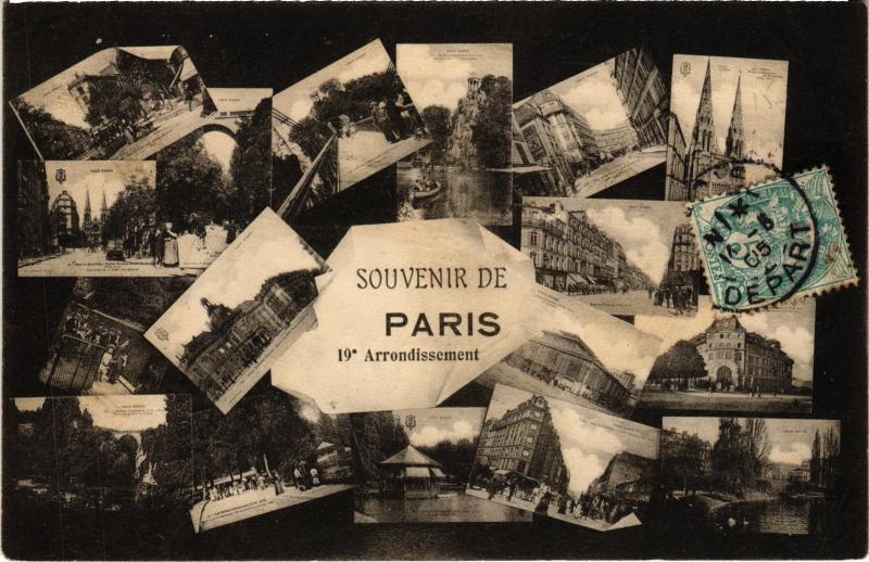 Carte postale ancienne Souvenir de Paris - XIXe Arrondissement à Paris 19e