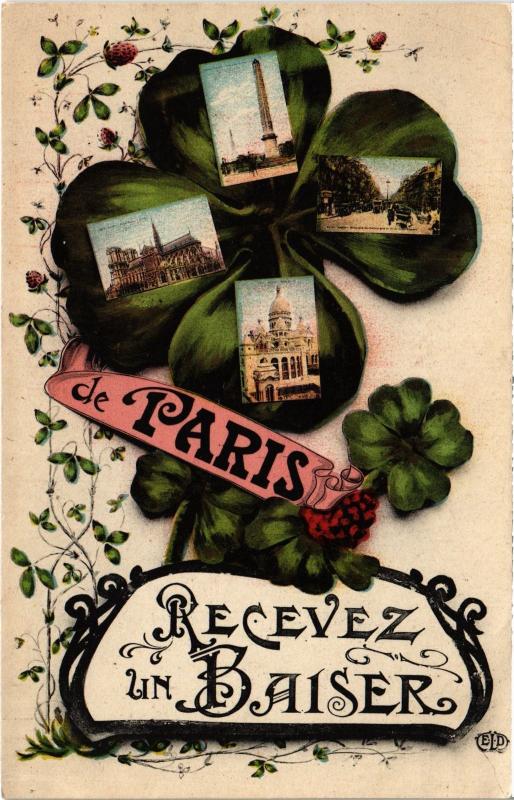Carte postale ancienne Recevez un Baiser de Paris