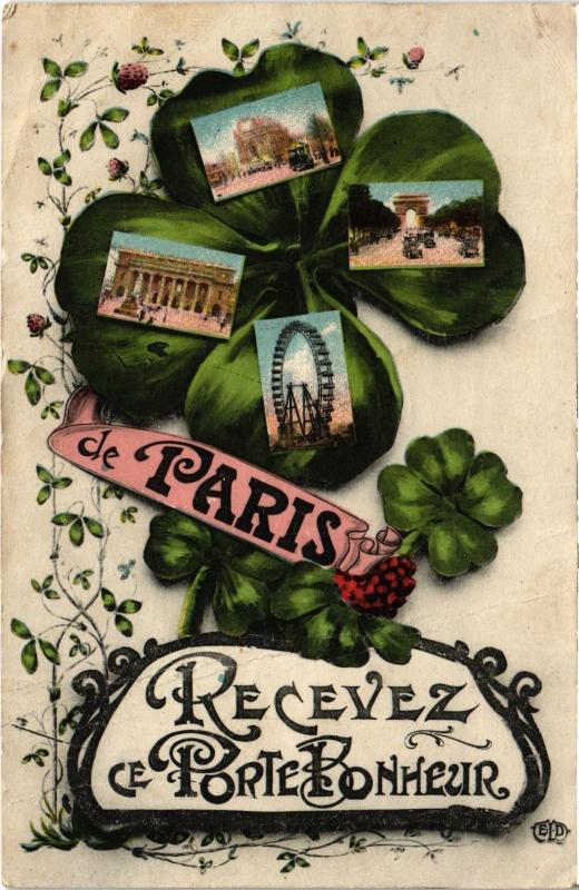 Carte postale ancienne Recevez ce Porte Bonheur de Paris