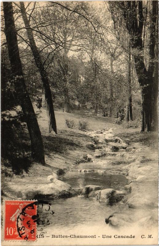 Carte postale ancienne Buttes-Chaumont - Une Cascade à Paris 19e