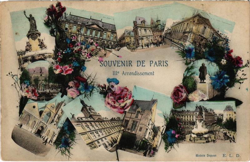 Carte postale ancienne Souvenir de Paris 3e à Paris 3e