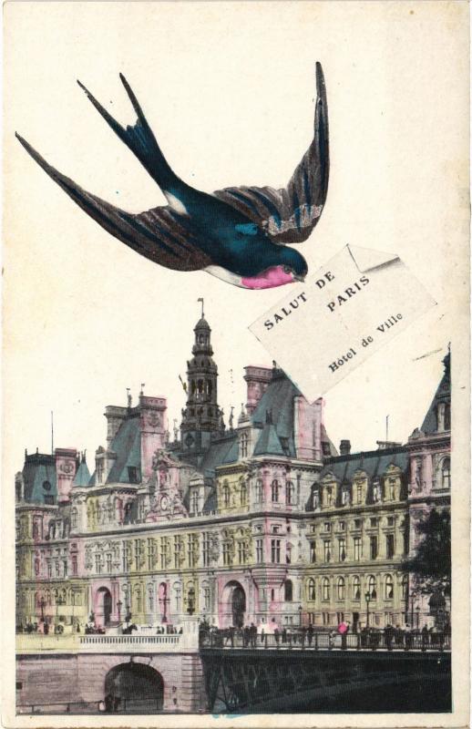 Carte postale ancienne Salut de Paris 4e - Hotel de Ville à Paris 4e