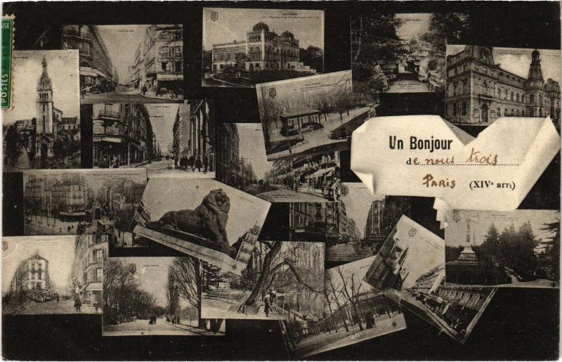 Carte postale ancienne Un Bonjour à Paris 14e