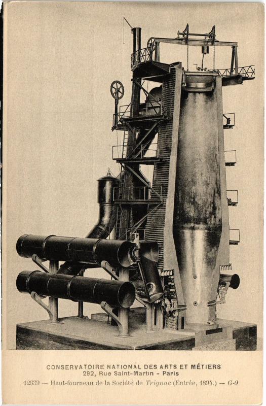 Carte postale ancienne Paris 3e Cnam - Haut-fourneau à Paris 3e
