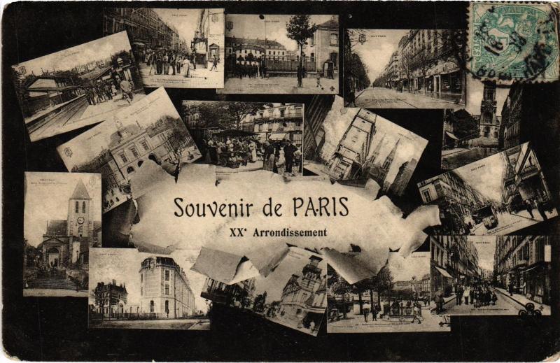 Carte postale ancienne Souvenir de Paris - XXe Arrondissement à Paris 20e