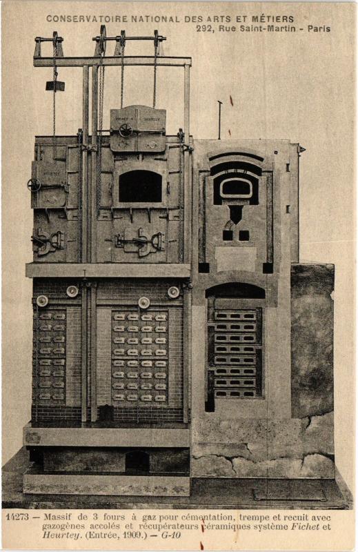 Carte postale ancienne Paris 3e Cnam - Massif de 3 fours à Paris 3e