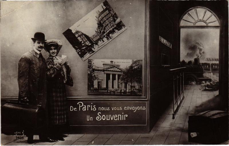 Carte postale ancienne Nous vous envoyons un Souvenir de Paris