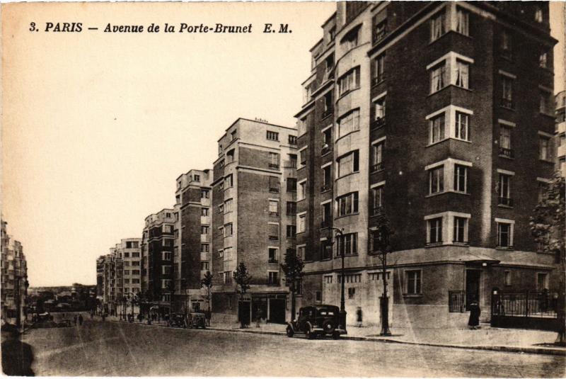 Carte postale ancienne Avenue de la Porte-Brunet à Paris 19e