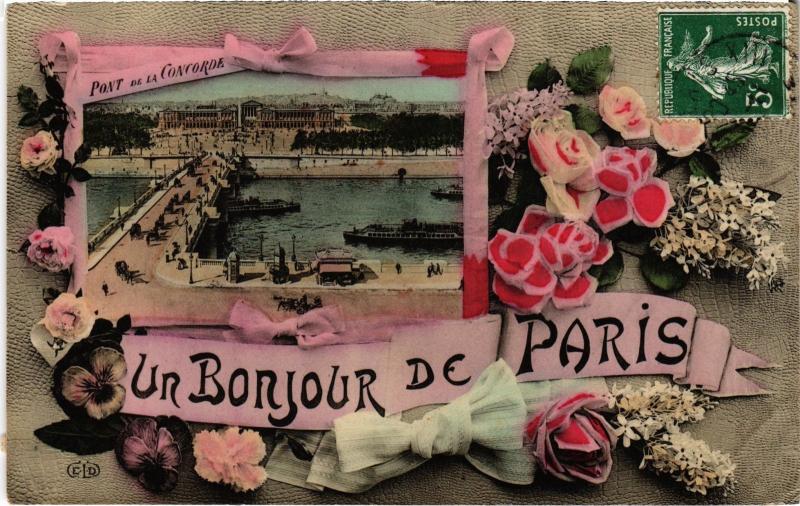 Carte postale ancienne Un Bonjour de Paris 8e - Pont de la Concorde à Paris 8e