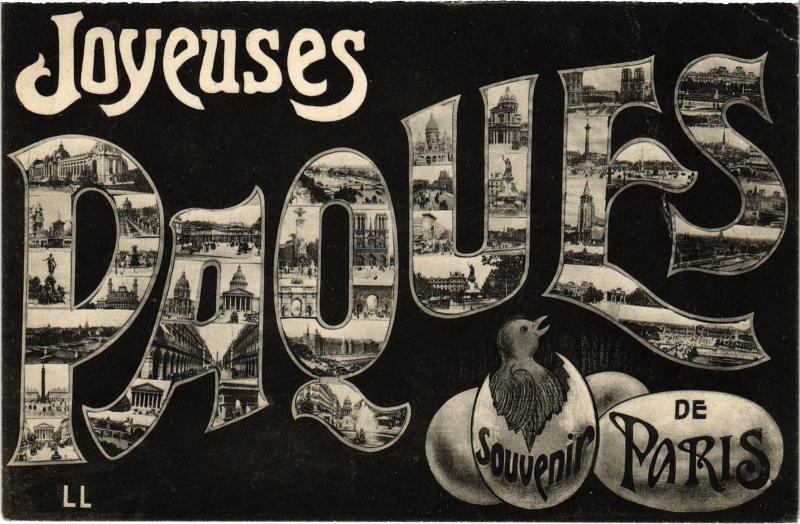 Carte postale ancienne Joyeuse Paques - Souvenir de Paris