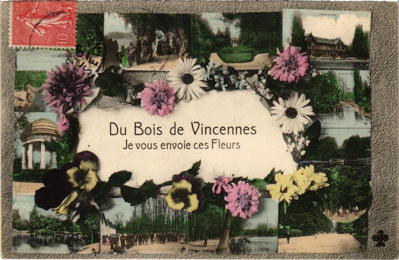 Carte postale ancienne Du Bois de Vincennes Je vous envoie ces Fleurs à Paris 12e
