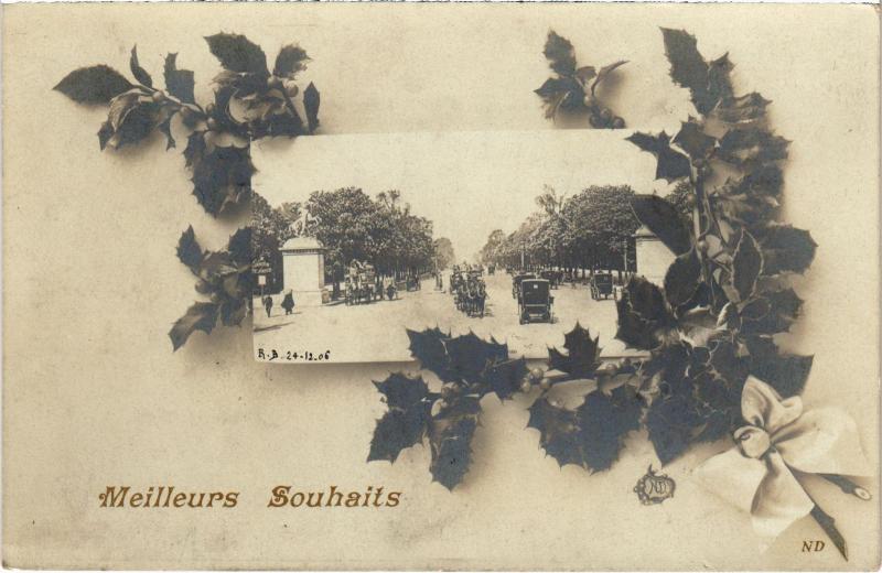 Carte postale ancienne Meilleurs Souhaits de Paris 8e - Av de Champs Elysées à Paris 8e