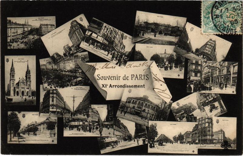 Carte postale ancienne Souvenir de Paris 11e à Paris 11e
