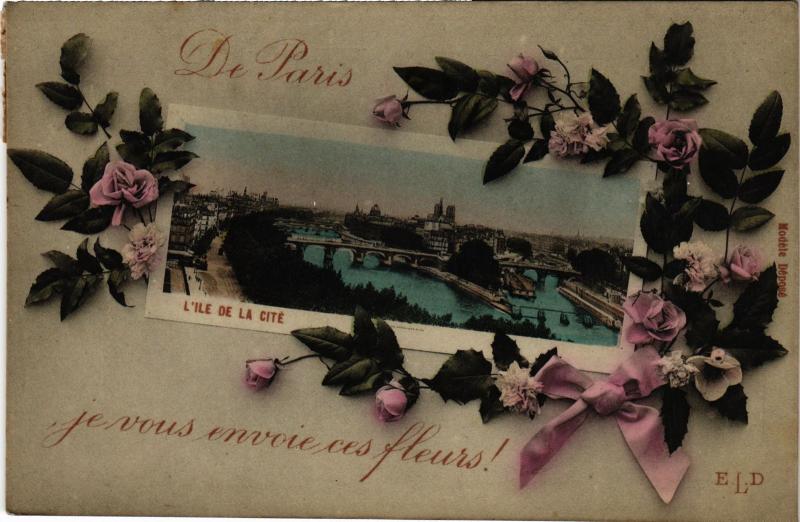 Carte postale ancienne Je vous envoie ces fleurs de Paris 1e - Ile de la Cité à Paris 1er