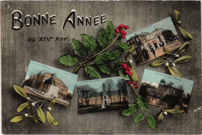 Carte postale ancienne Bonne Année du XIV Arrondissement à Paris 14e