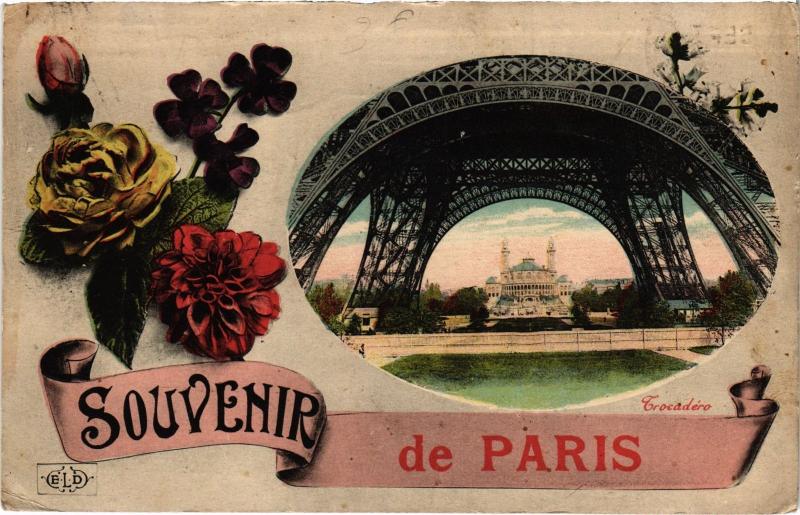 Carte postale ancienne Souvenir de Paris - Trocadéro à Paris 7e