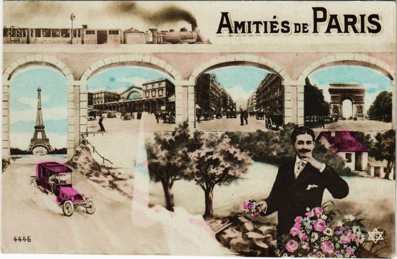 Carte postale ancienne Amitiés de Paris
