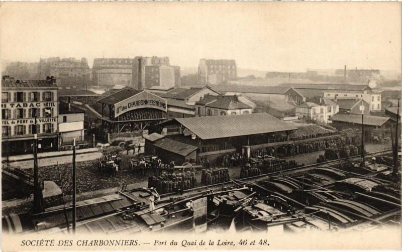 Carte postale ancienne Société des Charbonniers - Port du Quai de Loire, 46 et 48 à Paris 19e