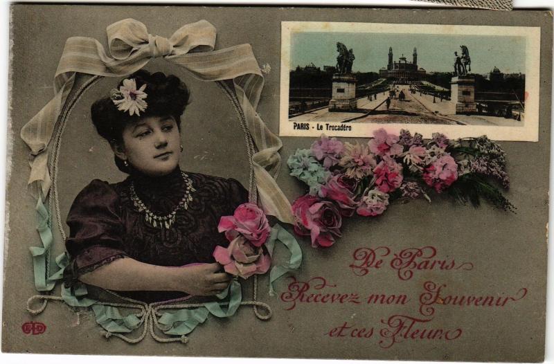 Carte postale ancienne Recevez mon Souvenir de Paris 16e - Le Trocadéro à Paris 16e