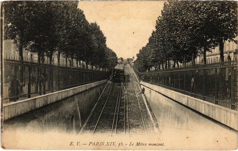 Carte postale ancienne Le Métro montant à Paris 19e