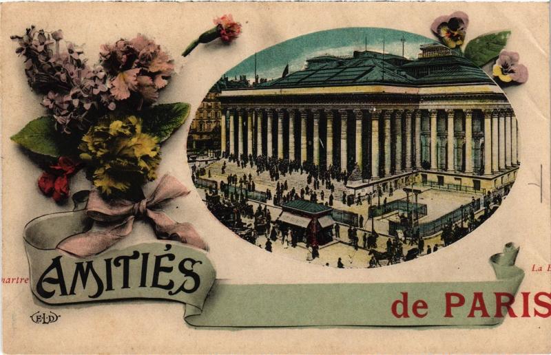 Carte postale ancienne Amitiés de Paris - La Bourse