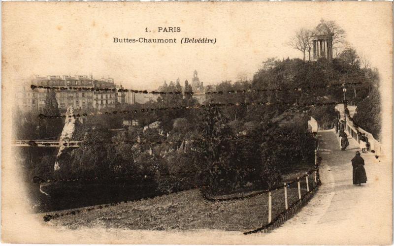 Carte postale ancienne Buttes-Chaumont - Belvédère à Paris 19e