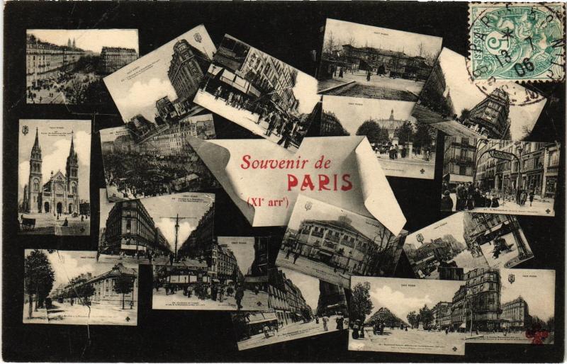 Carte postale ancienne Souvenir de Paris 11e à Paris 11e