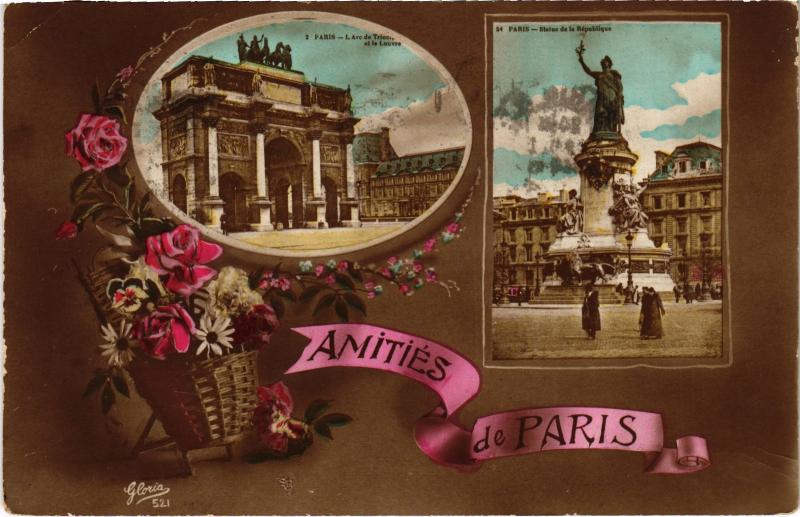Carte postale ancienne Amitiés de Paris