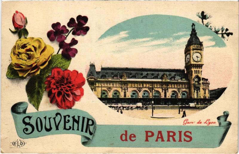 Carte postale ancienne Souvenir de Paris 12e - Gare de Lyon à Paris 12e
