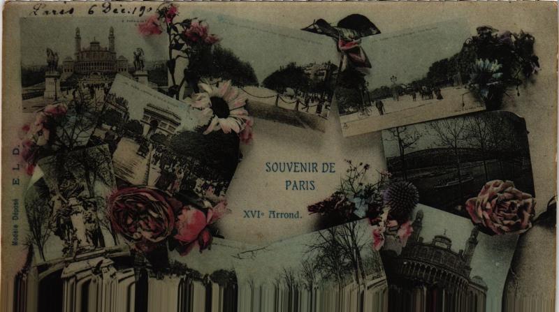 Carte postale ancienne Souvenir de Paris - XVIe Arrondissement à Paris 16e