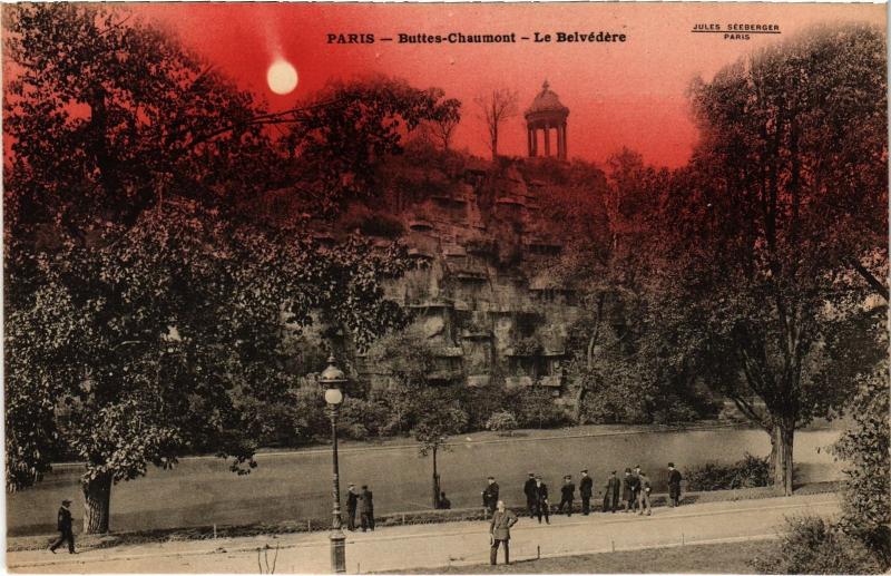 Carte postale ancienne Buttes-Chaumont - Le Belvédère à Paris 19e