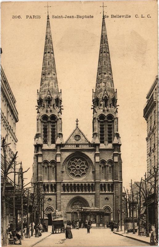 Carte postale ancienne Saint-Jean-Baptiste de Belleville à Paris 20e