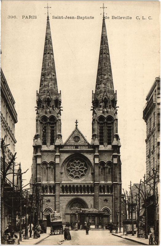 Carte postale ancienne Saint-Jean-Baptiste de Belleville à Paris 20e