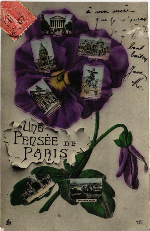 Carte postale ancienne Une pensée de Paris