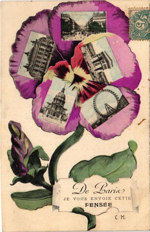 Carte postale ancienne Je vous envoie cette Pensée de Paris