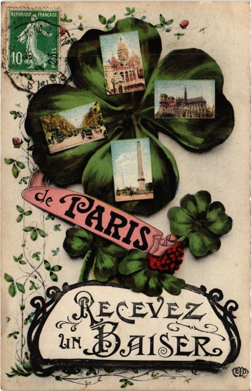 Carte postale ancienne Recevez un Baiser de Paris