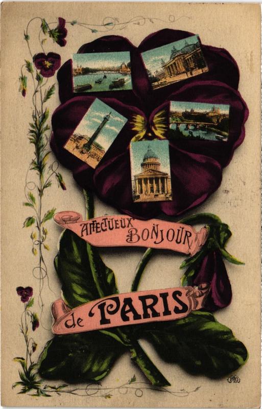 Carte postale ancienne Affectueux Bonjour de Paris
