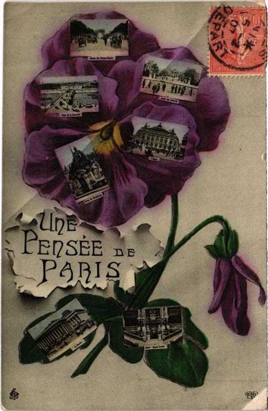 Carte postale ancienne Une pensée de Paris