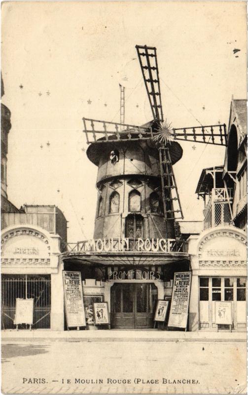Carte postale ancienne Le Moulin Rouge (Place Blanche) à Paris 18e