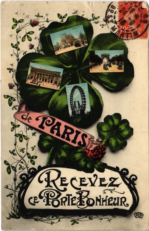 Carte postale ancienne Recevez ce Porte Bonheur de Paris