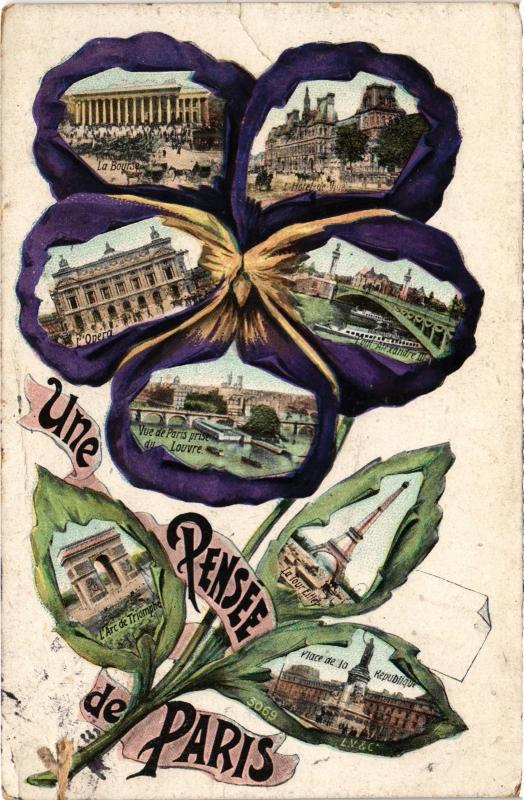 Carte postale ancienne Une pensée de Paris
