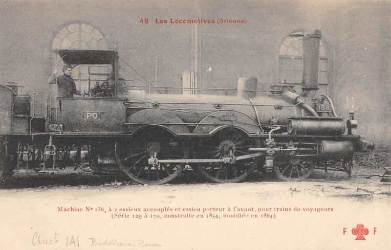 Carte postale ancienne Train - Les Locomotives (Orleans) Machine N°136