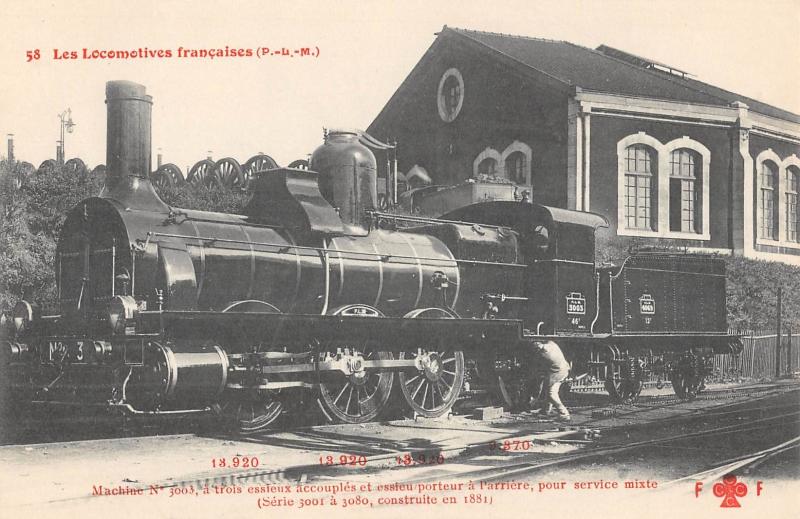 Carte postale ancienne Train - Les Locomotives (P.L.M.)  - Machine N°3003