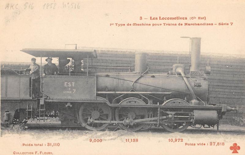 Carte postale ancienne Train - Les Locomotives (Cie De L'Est) - 1er Type Machine Train Marchandises