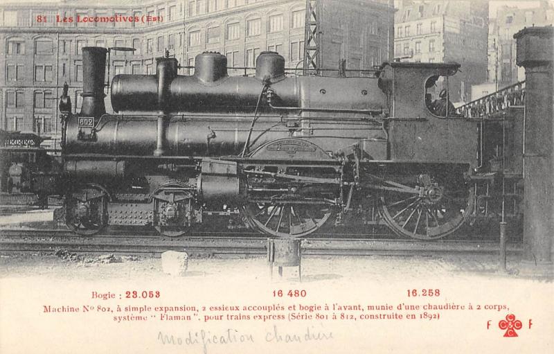 Carte postale ancienne Train - Les Locomotives (Est) - Machine N°802 A Simple Expansion
