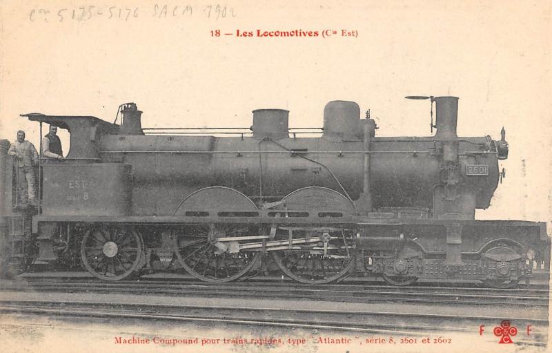 Carte postale ancienne Train - Les Locomotives (Cie De L'Est) - Machine Compound Pour Train Rapide