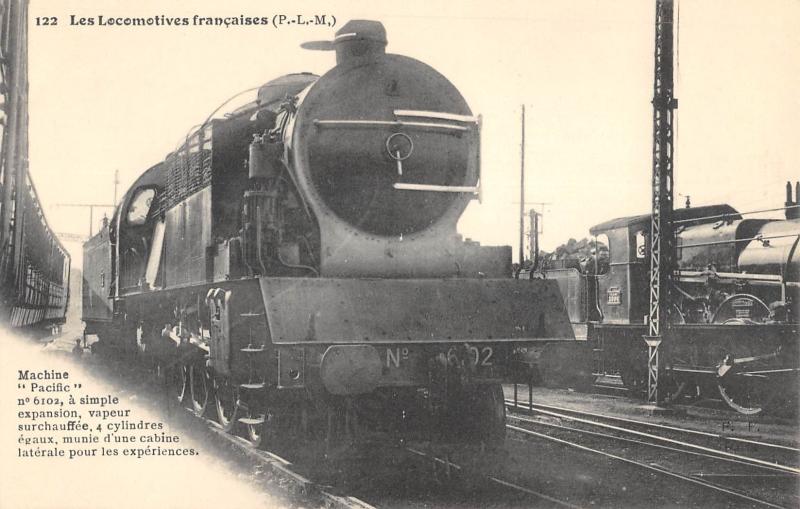 Carte postale ancienne Train - Les Locomotives (P.L.M.)  - Machine Pacific N°6102