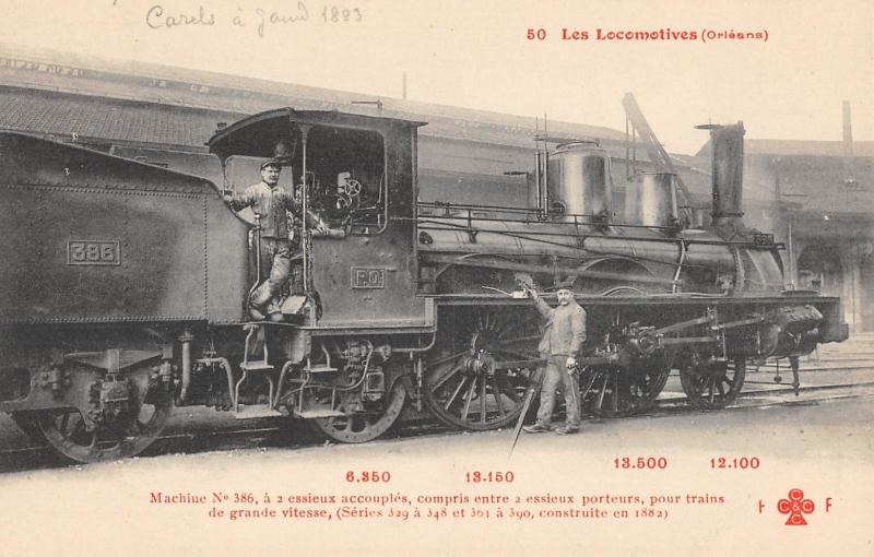 Carte postale ancienne Train - Les Locomotives (Orleans) - Machine N°386