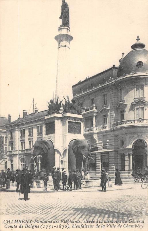 Carte postale ancienne Chambery - Fontaine Des Elephants à Chambéry