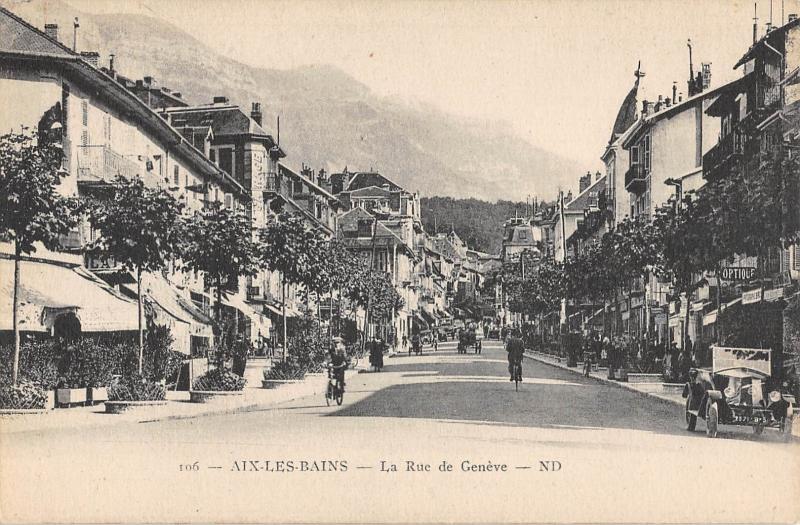 Carte postale ancienne Aix Les Bains - Rue De Geneve à Aix-les-Bains